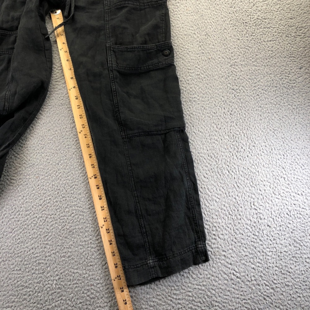 Free People Pants Womens Medium Black Linen Blend Cargo Utility Lagenlook Boho - Picture 13 of 14